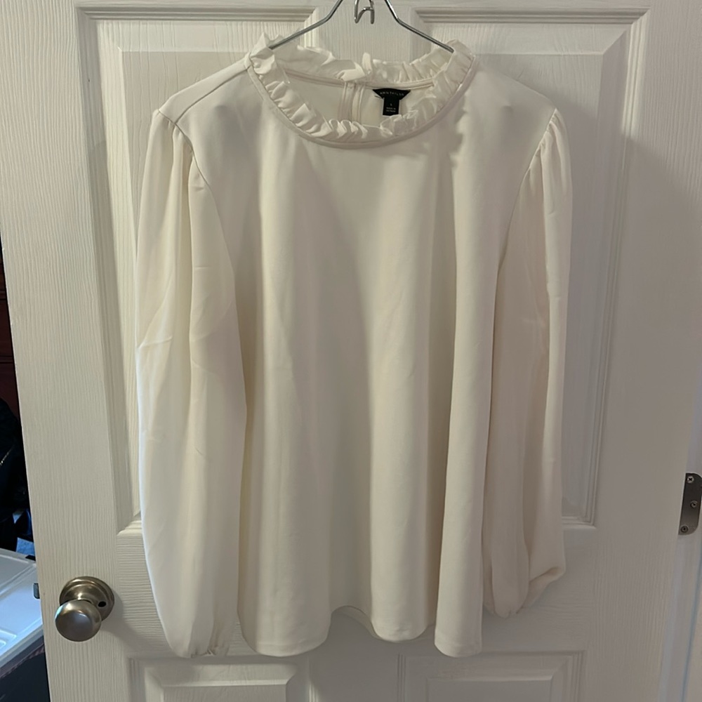 Ann Taylor long-sleeve white blouse